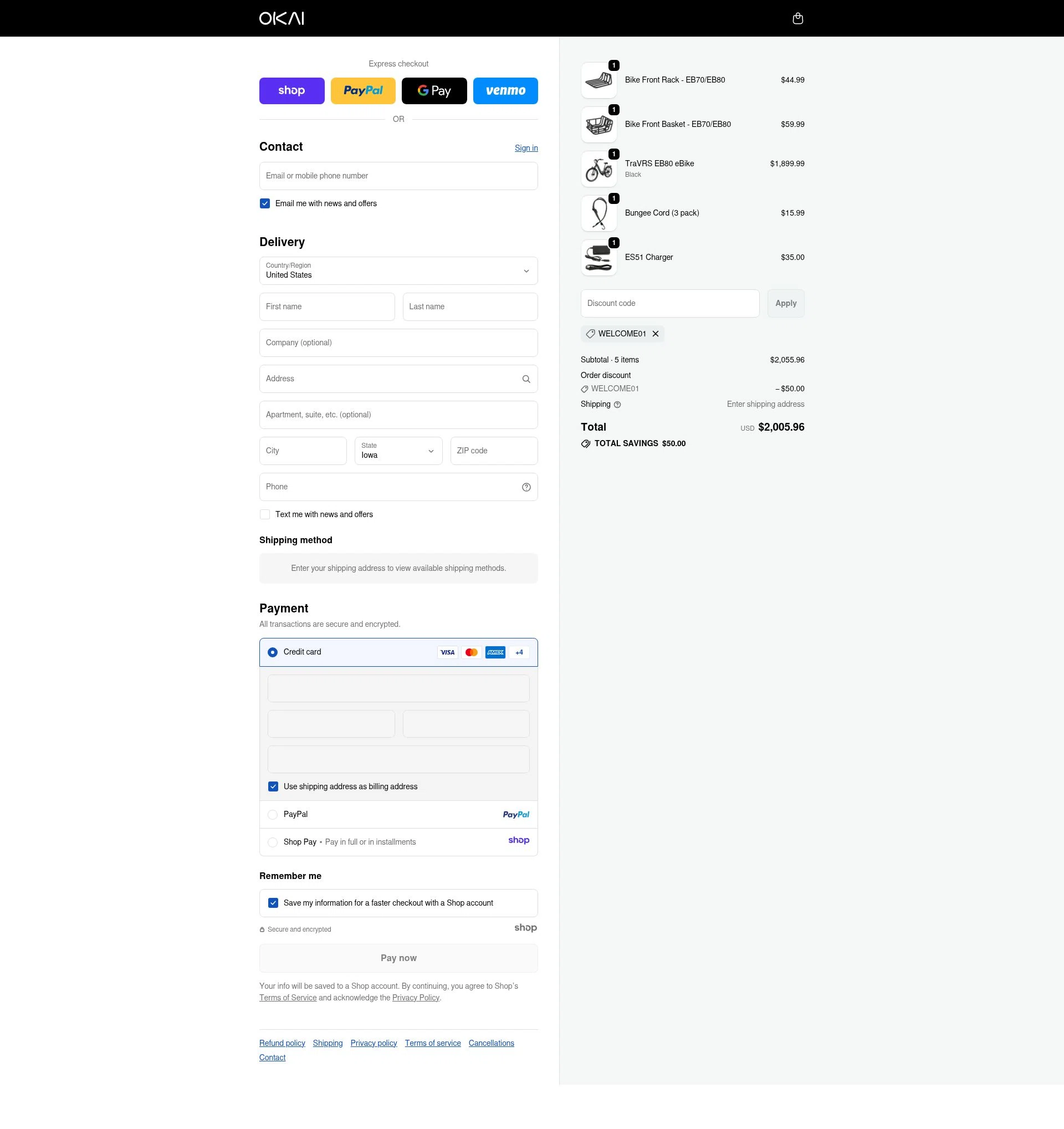 OKAI checkout page showing OKAI discount code box | Screenshot taken by SimplyCodes community member on Nov 29, 2025
