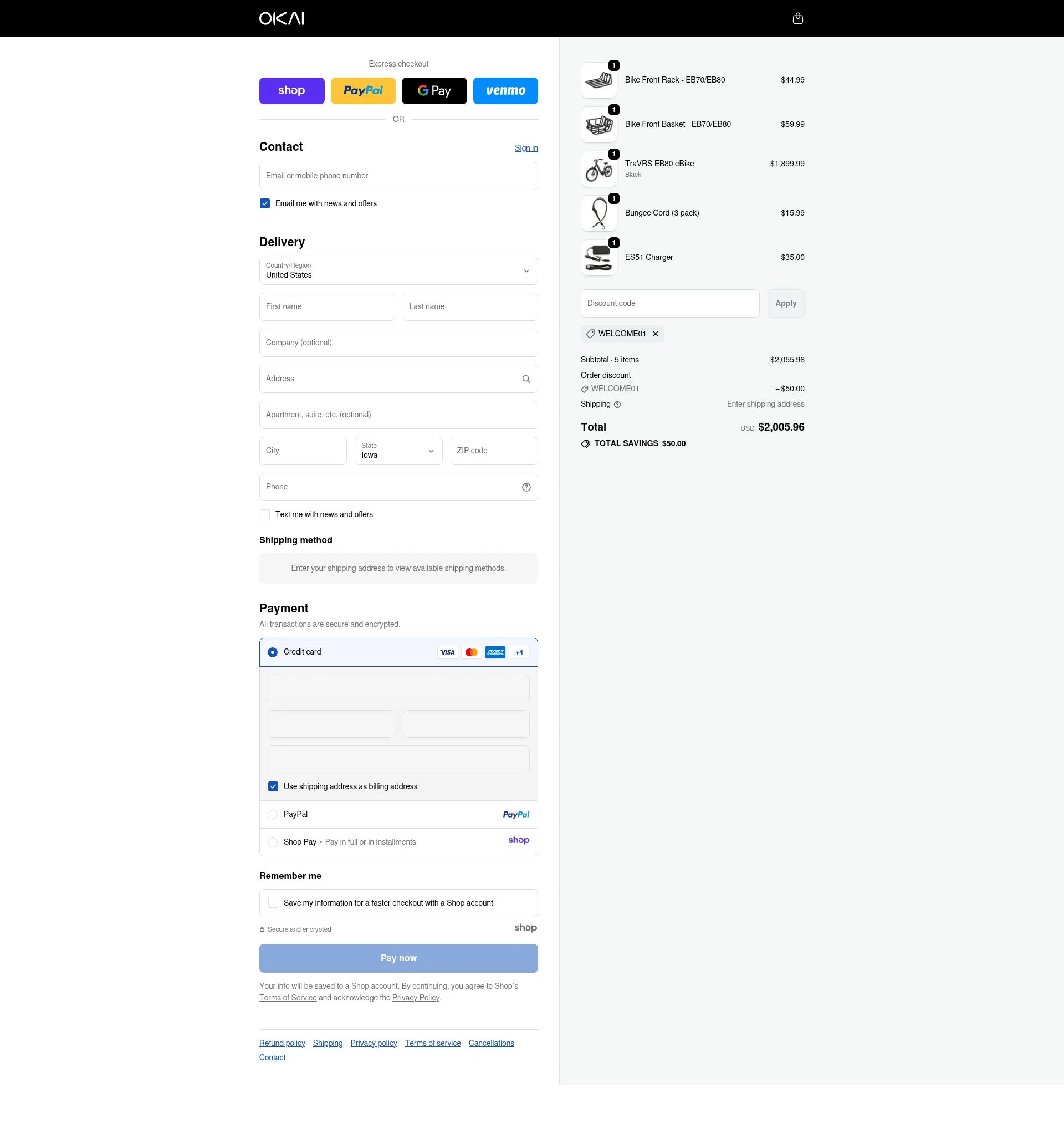 OKAI checkout page showing OKAI discount code box | Screenshot taken by SimplyCodes community member on Dec 10, 2025