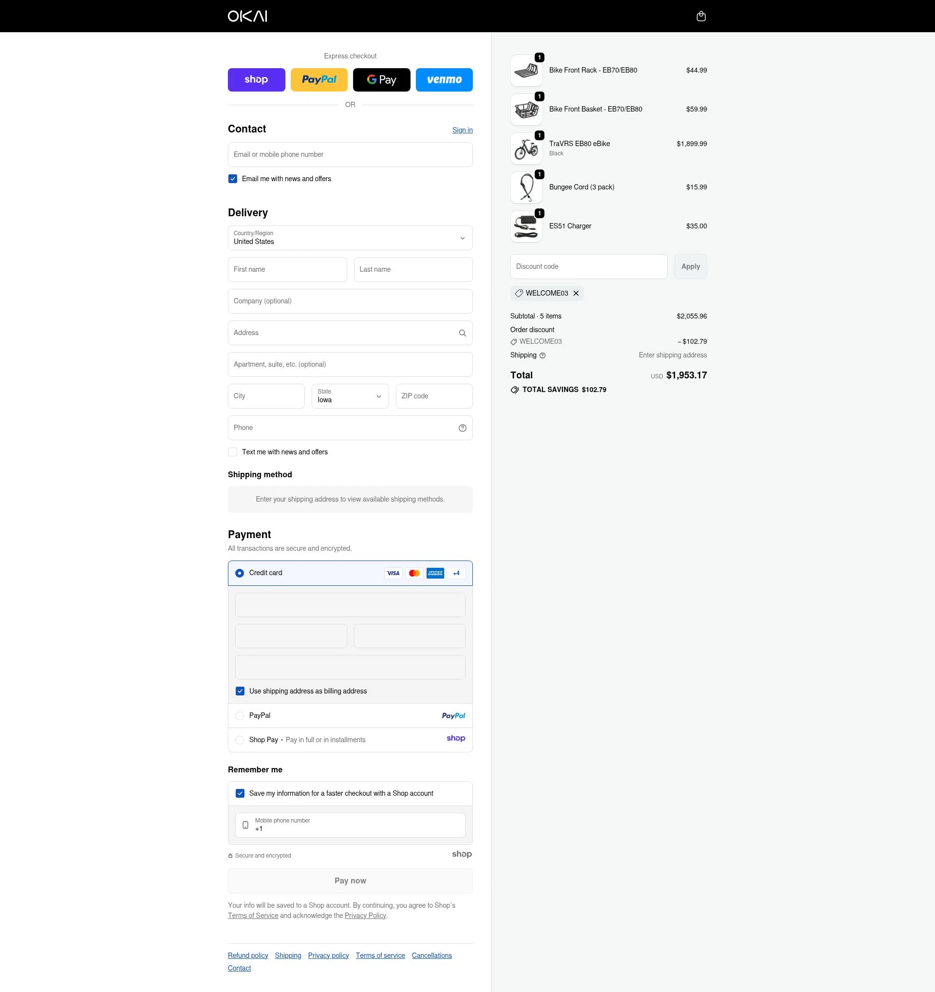 OKAI checkout page showing OKAI discount code box | Screenshot taken by SimplyCodes community member on Dec 10, 2025