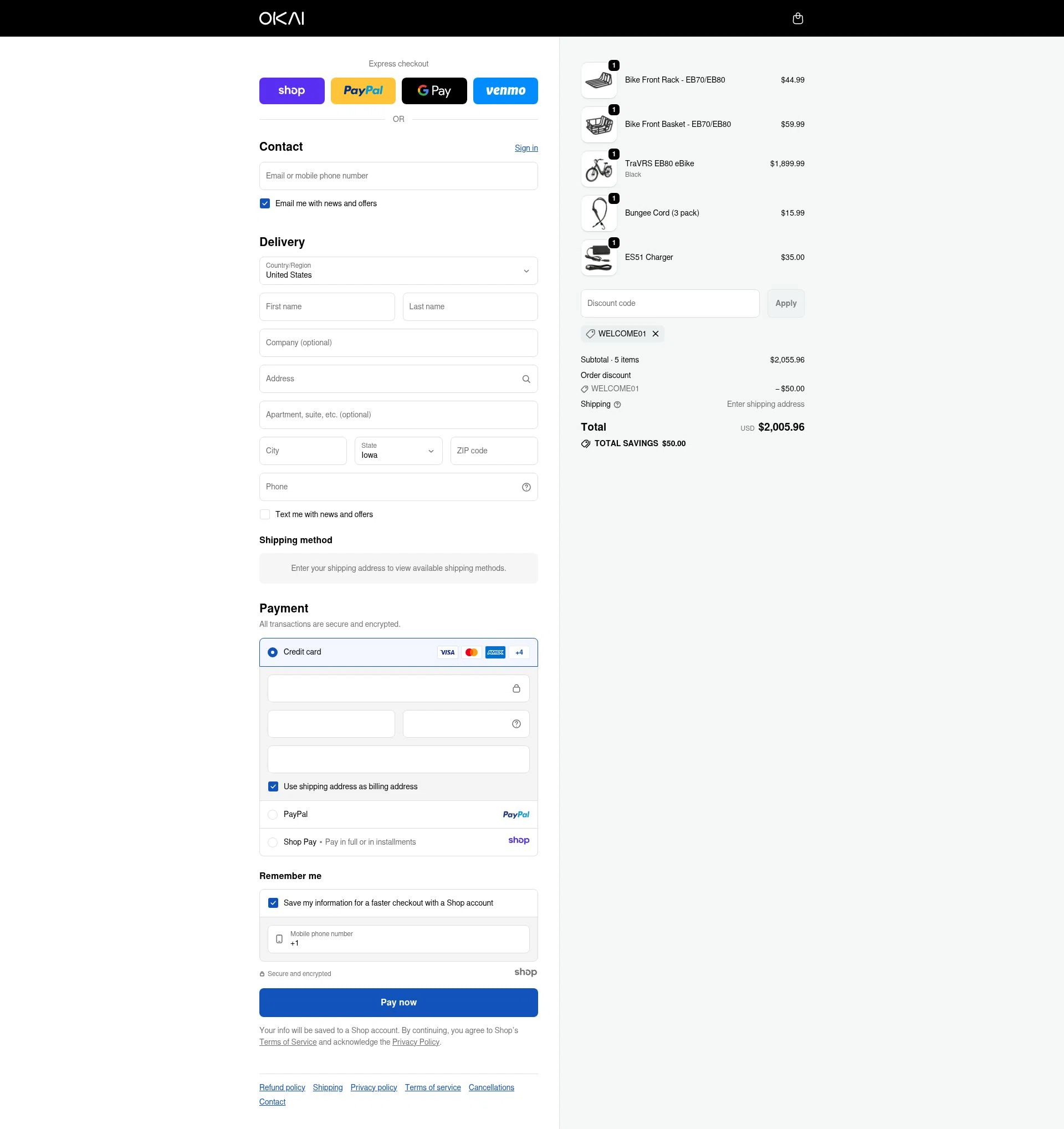 OKAI checkout page showing OKAI discount code box | Screenshot taken by SimplyCodes community member on Dec 5, 2025