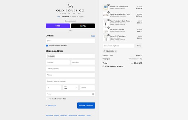 Old Bones checkout page showing Old Bones discount code box | Screenshot taken by SimplyCodes community member on Sep 3, 2025
