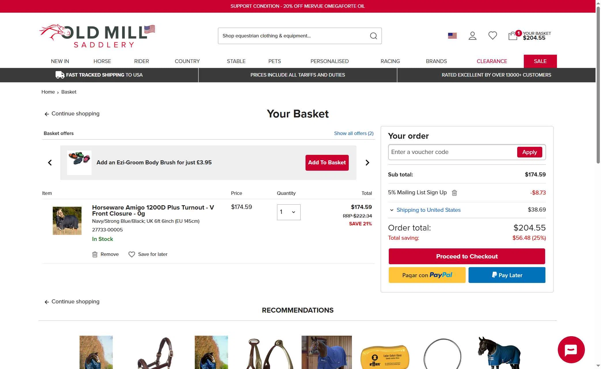 Old Mill Saddlery checkout page showing Old Mill Saddlery discount code box | Screenshot taken by SimplyCodes community member on Oct 14, 2025