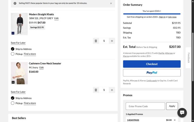 Old Navy checkout page showing Old Navy promo code box | Screenshot taken by SimplyCodes community member on Aug 27, 2025
