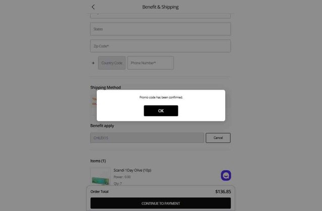 Olens checkout page showing Olens promo code box | Screenshot taken by SimplyCodes community member on Aug 29, 2025