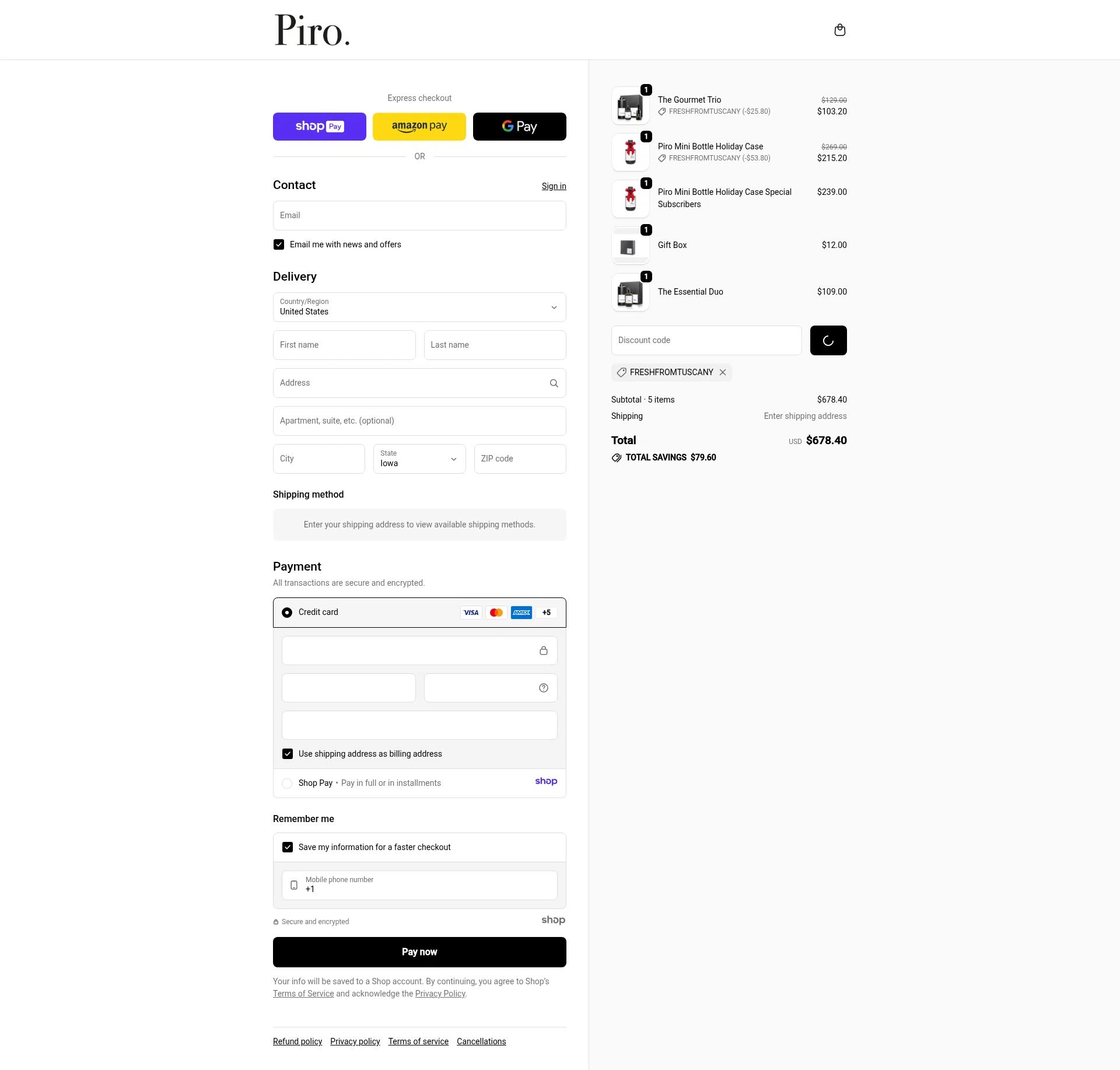 Olio Piro checkout page showing Olio Piro promo code box | Screenshot taken by SimplyCodes community member on Jan 6, 2026