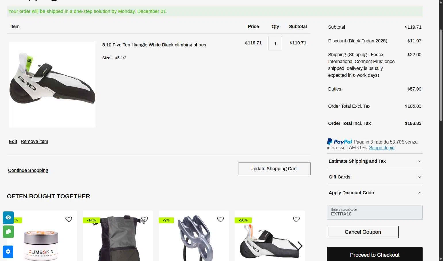 Oliunìd checkout page showing Oliunìd promo code box | Screenshot taken by SimplyCodes community member on Nov 28, 2025