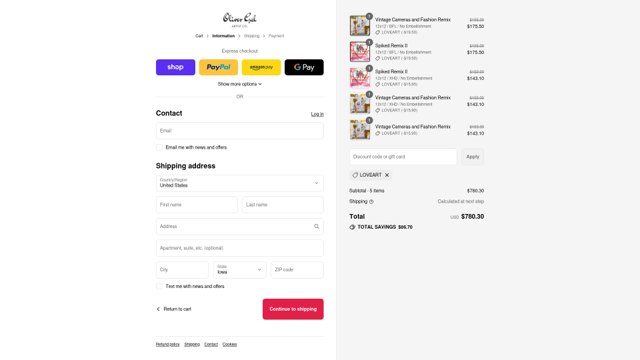 The Oliver Gal Artist Co checkout page showing The Oliver Gal Artist Co promo code box | Screenshot taken by SimplyCodes community member on Sep 7, 2025