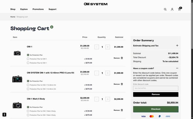 Olympus checkout page showing Olympus discount code box | Screenshot taken by SimplyCodes community member on Aug 12, 2025