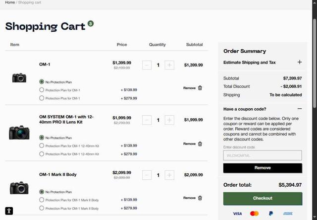Olympus checkout page showing Olympus discount code box | Screenshot taken by SimplyCodes community member on Aug 12, 2025