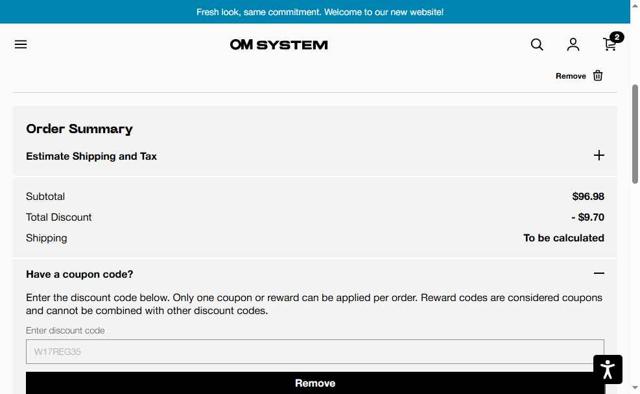 Olympus checkout page showing Olympus discount code box | Screenshot taken by SimplyCodes community member on Jun 21, 2025