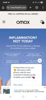 Omax Health coupon verification screenshot