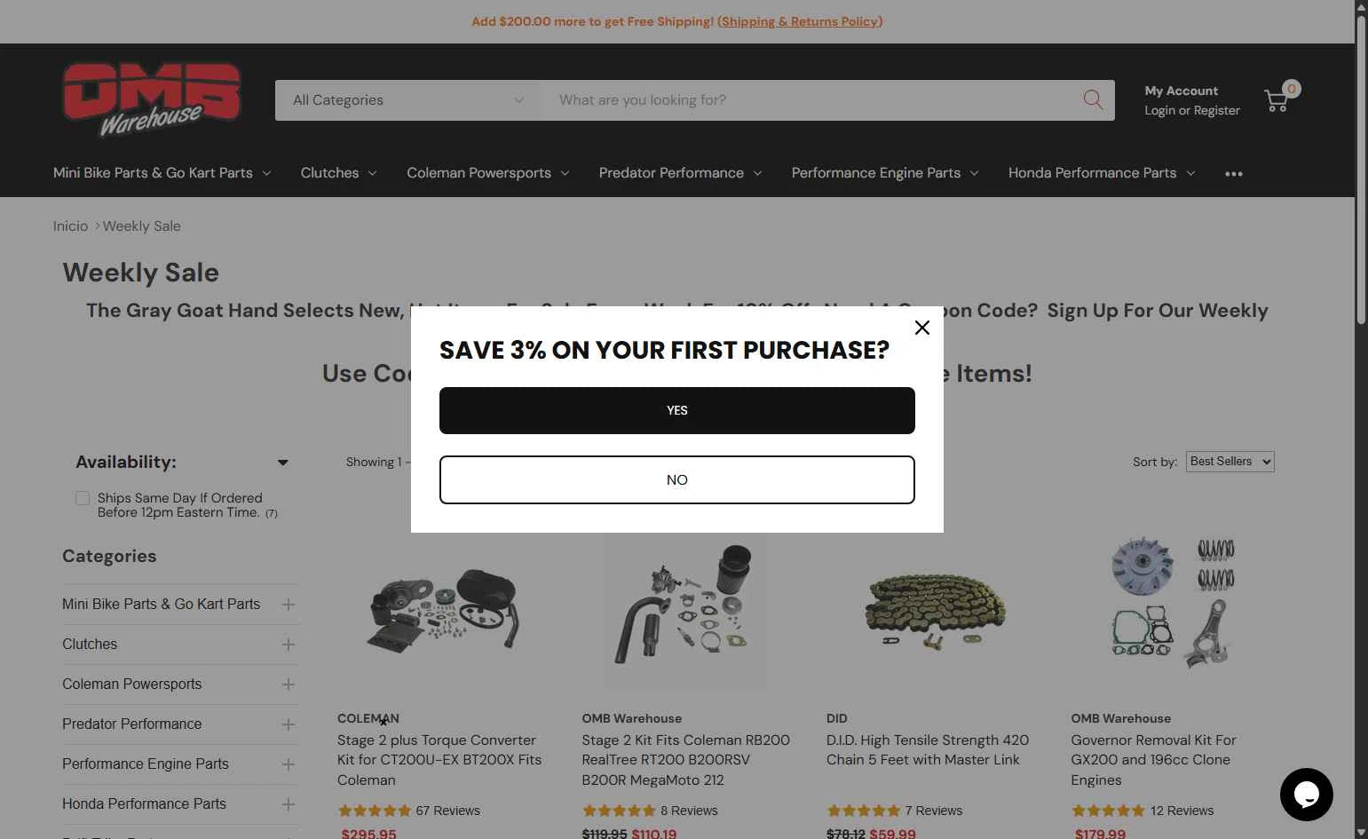 OMB Warehouse checkout page showing OMB Warehouse promo code box | Screenshot taken by SimplyCodes community member on Feb 11, 2026