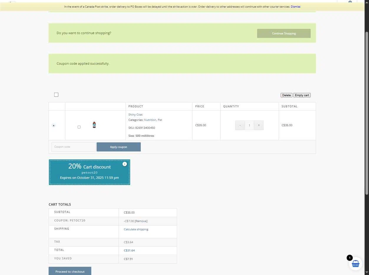 Omega Alpha Store checkout page showing Omega Alpha Store promo code box | Screenshot taken by SimplyCodes community member on Oct 20, 2025
