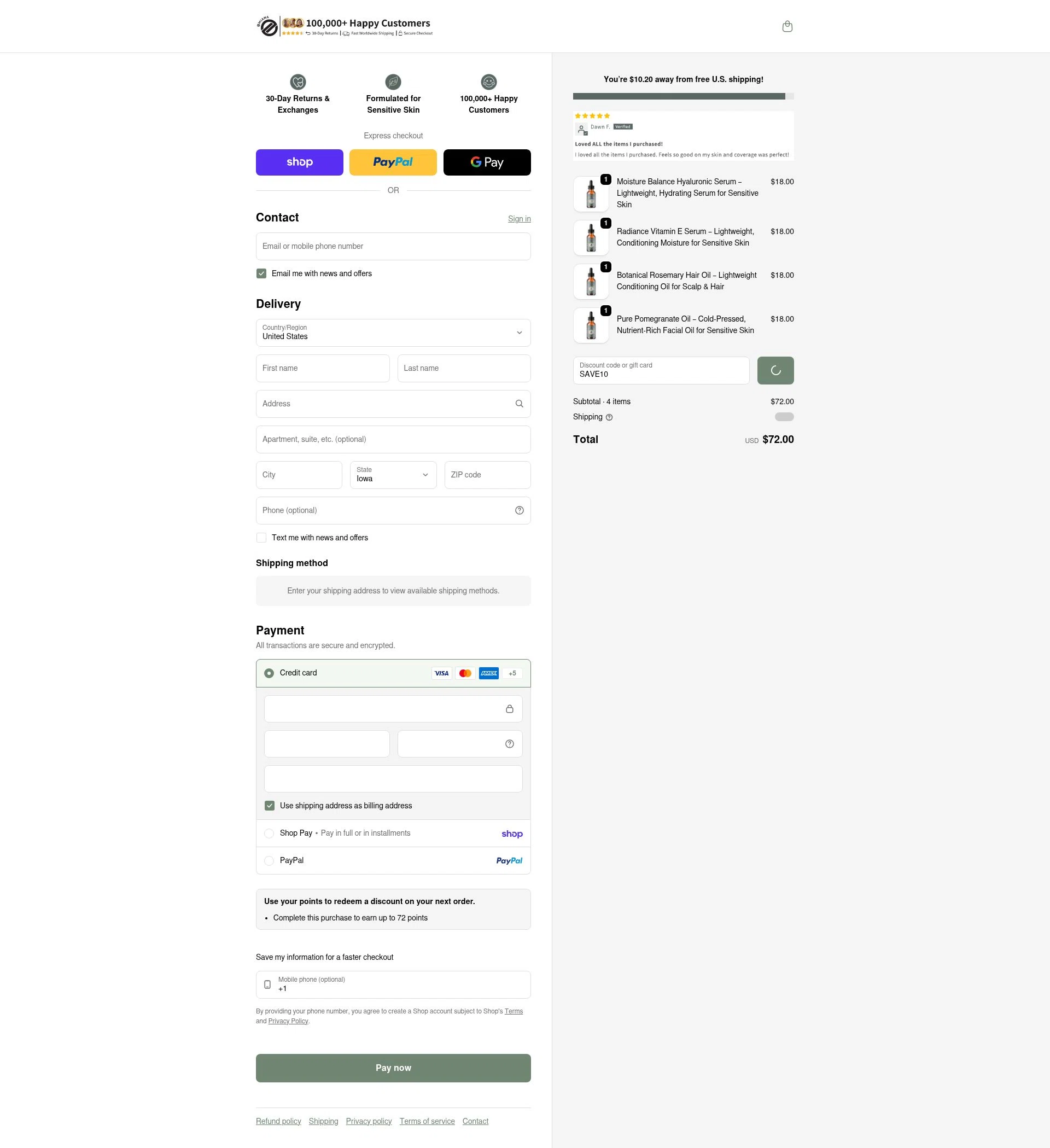 Omiana checkout page showing Omiana promo code box | Screenshot taken by SimplyCodes community member on Feb 26, 2026