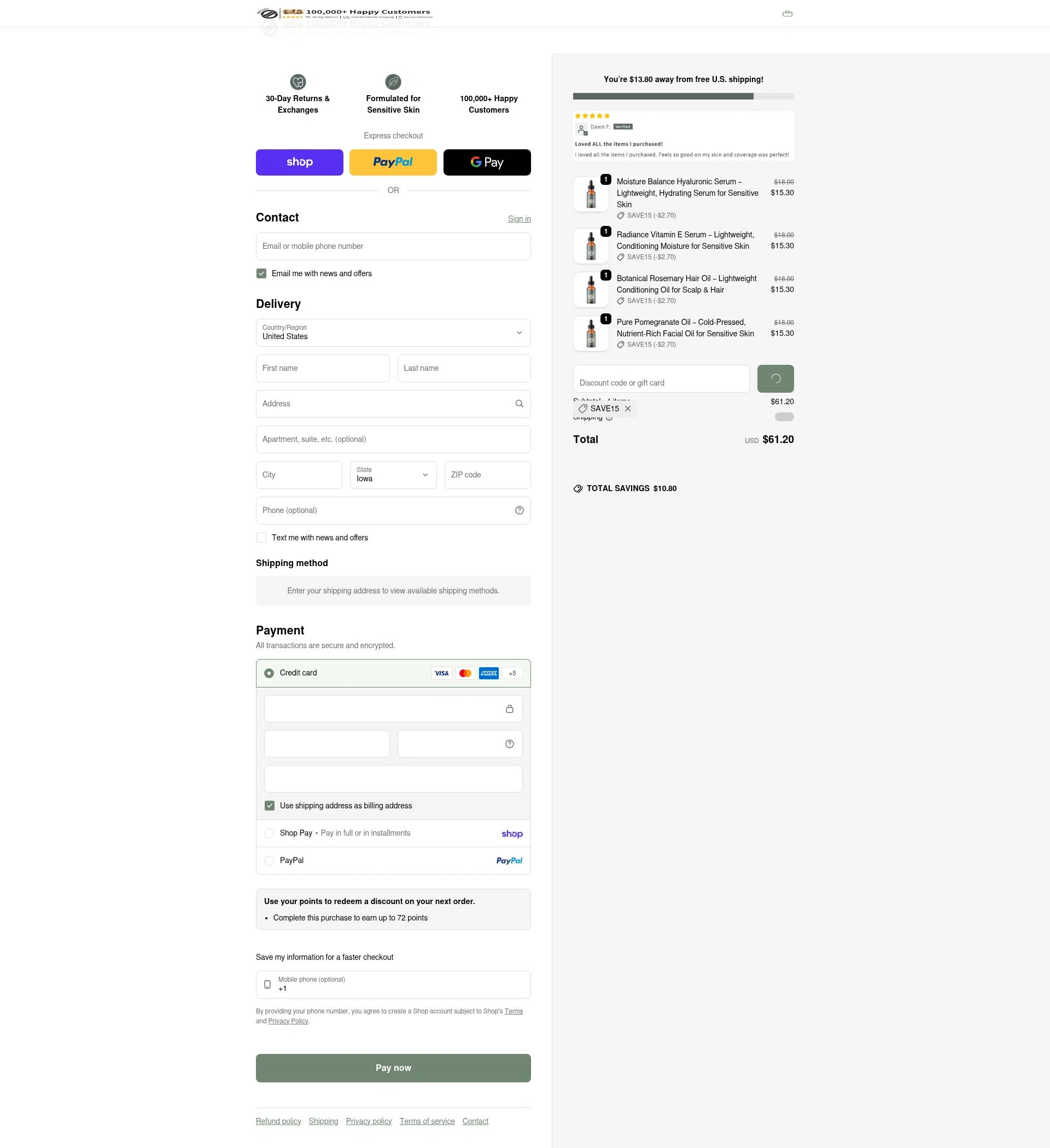 Omiana checkout page showing Omiana promo code box | Screenshot taken by SimplyCodes community member on Feb 26, 2026
