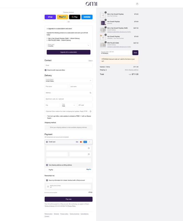 OMI WellBeauty checkout page showing OMI WellBeauty promo code box | Screenshot taken by SimplyCodes community member on Sep 9, 2025