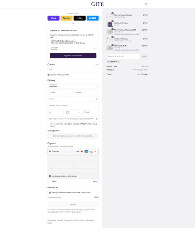 OMI WellBeauty checkout page showing OMI WellBeauty promo code box | Screenshot taken by SimplyCodes community member on Sep 5, 2025