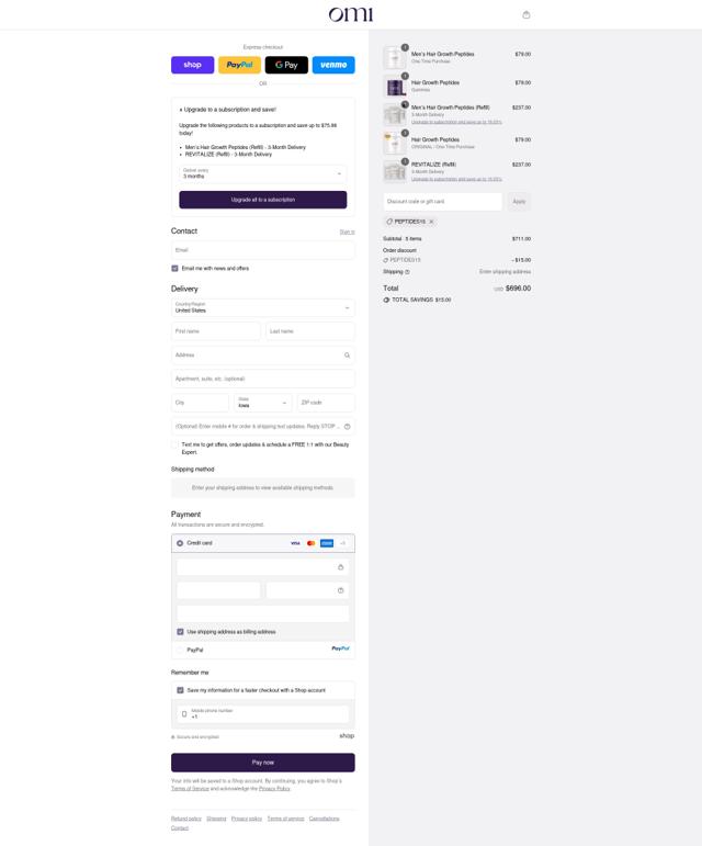 OMI WellBeauty checkout page showing OMI WellBeauty promo code box | Screenshot taken by SimplyCodes community member on Sep 9, 2025
