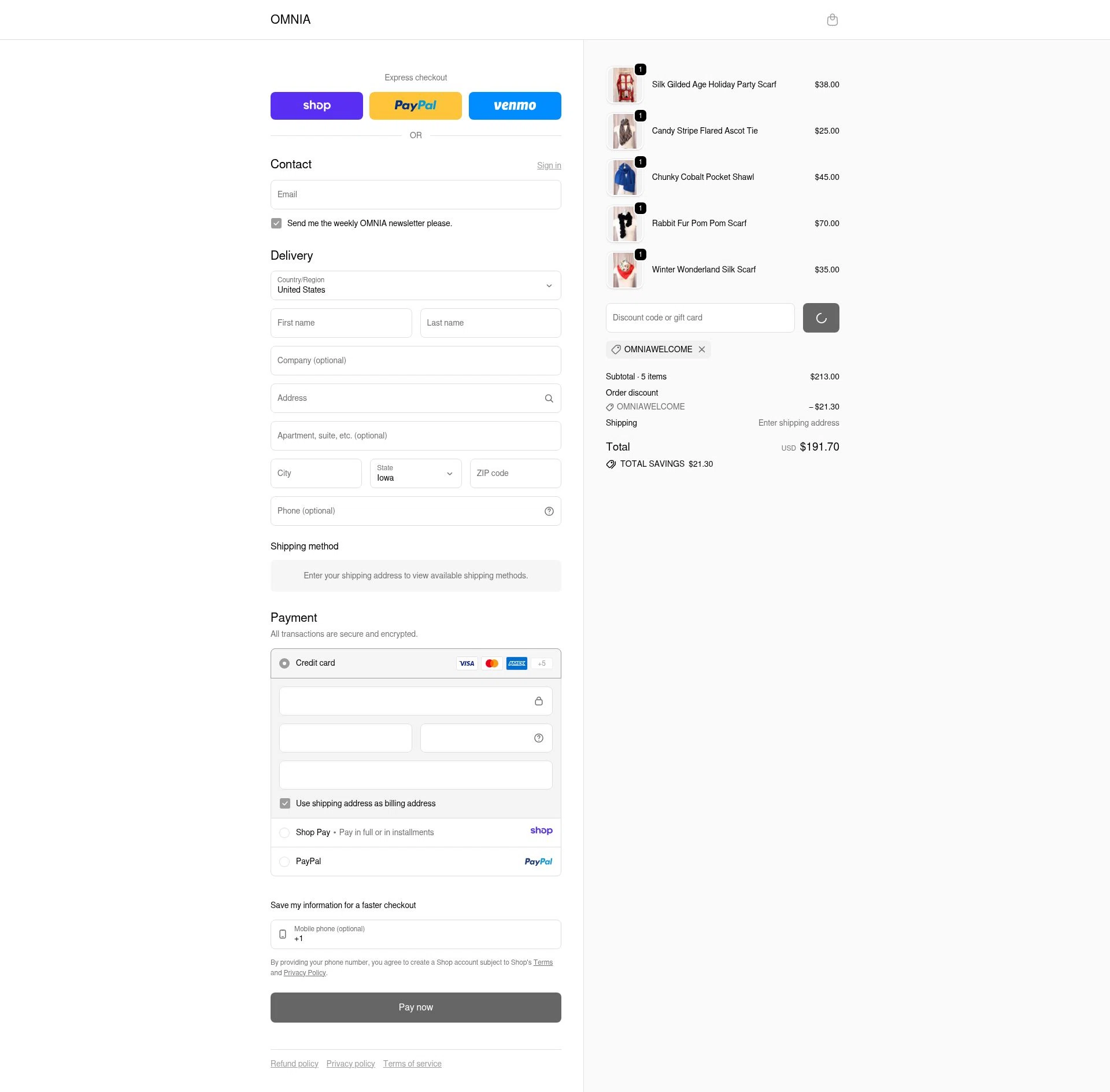 Omnia checkout page showing Omnia promo code box | Screenshot taken by SimplyCodes community member on Jan 17, 2026