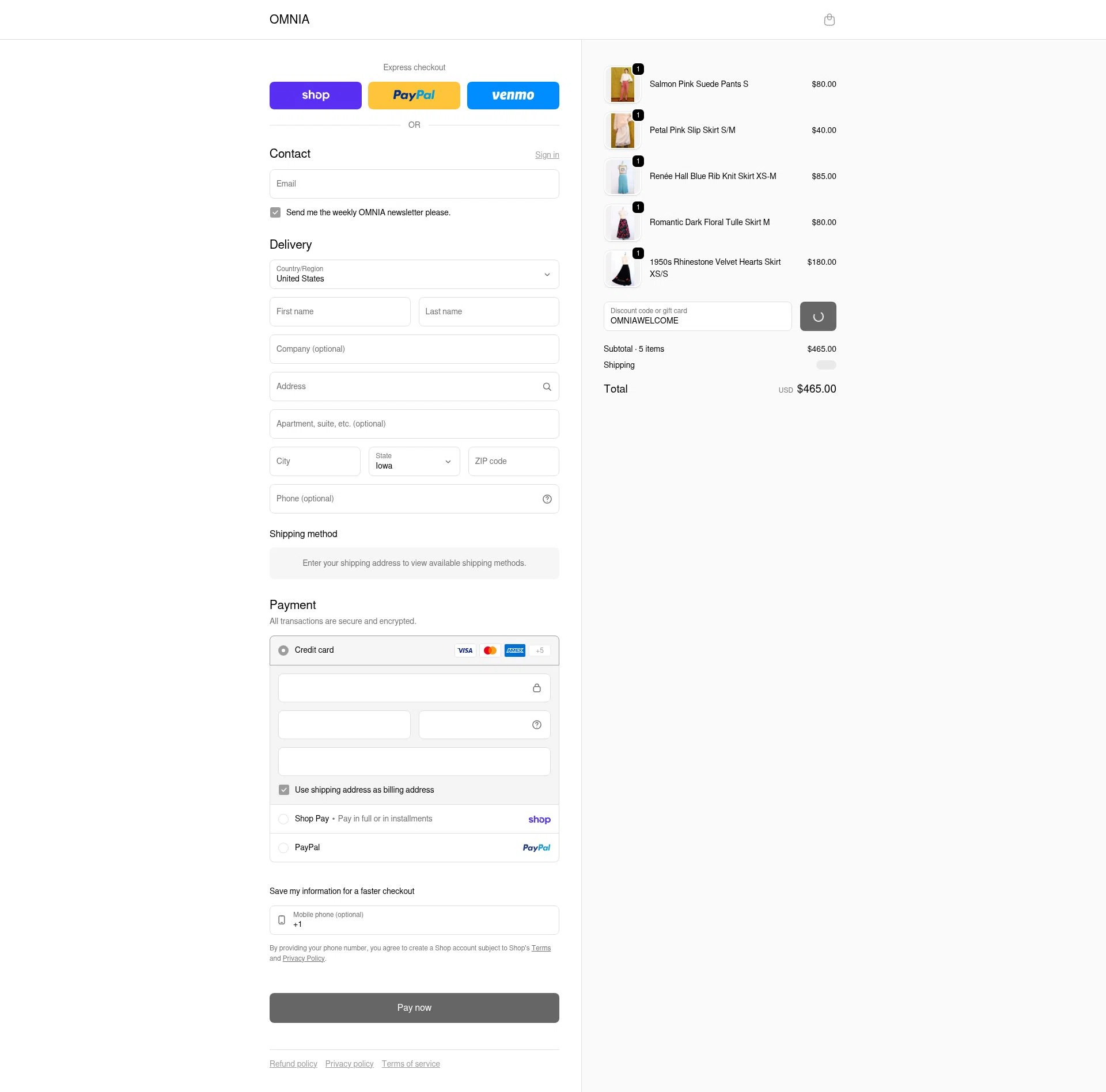 Omnia checkout page showing Omnia promo code box | Screenshot taken by SimplyCodes community member on Feb 17, 2026