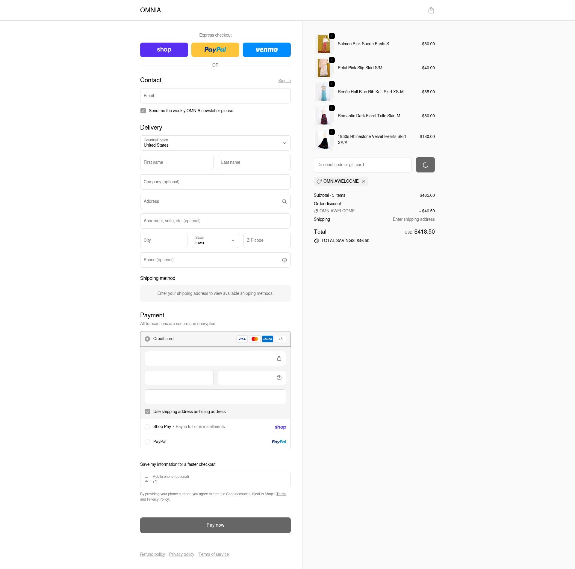 Omnia checkout page showing Omnia promo code box | Screenshot taken by SimplyCodes community member on Feb 13, 2026
