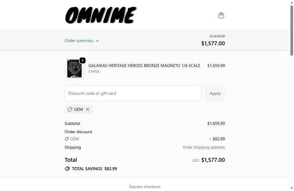 Omnime checkout page showing Omnime discount code box | Screenshot taken by SimplyCodes community member on Feb 7, 2026