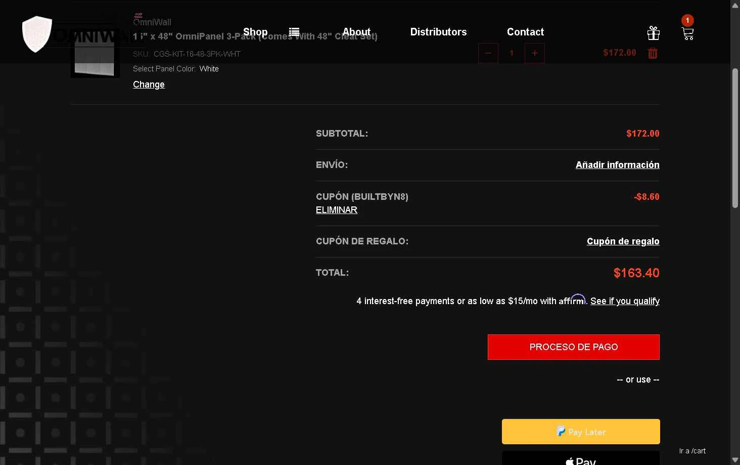 OmniWall USA checkout page showing OmniWall USA promo code box | Screenshot taken by SimplyCodes community member on Nov 12, 2025