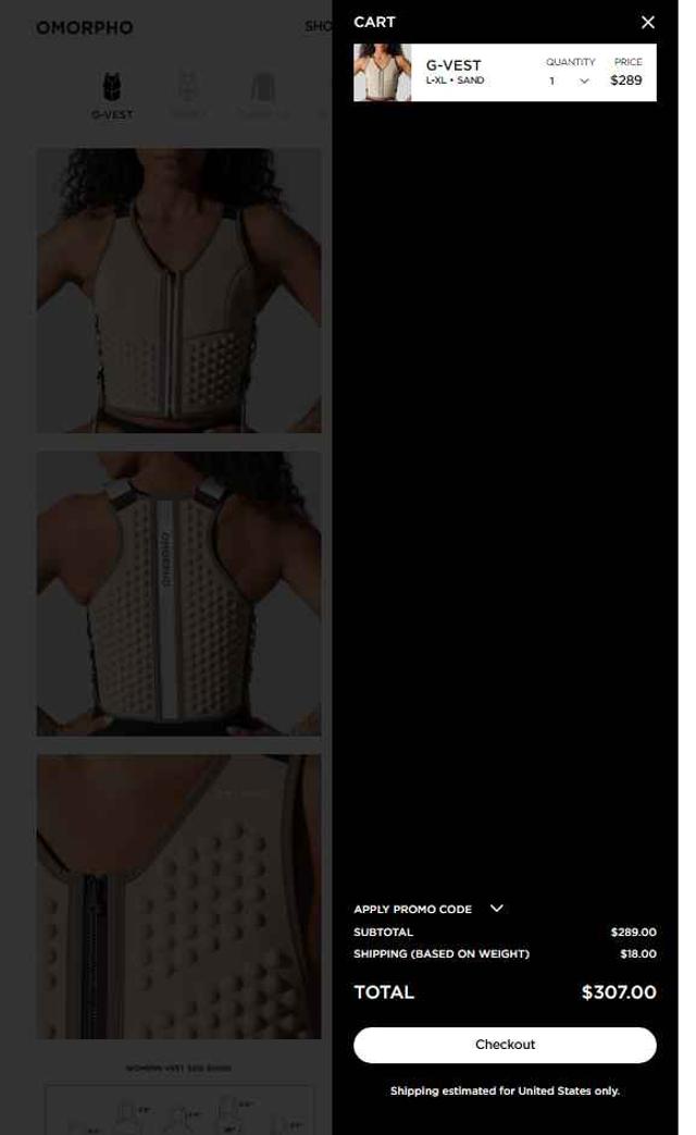 Omorpho checkout page showing Omorpho promo code box | Screenshot taken by SimplyCodes community member on Aug 1, 2025