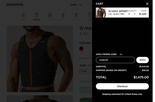 Omorpho checkout page showing Omorpho promo code box | Screenshot taken by SimplyCodes community member on Jun 28, 2025