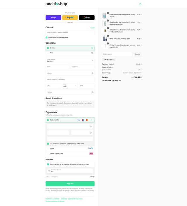 OneBioShop checkout page showing OneBioShop discount code box | Screenshot taken by SimplyCodes community member on Sep 15, 2025
