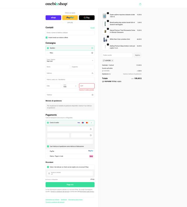 OneBioShop checkout page showing OneBioShop discount code box | Screenshot taken by SimplyCodes community member on Sep 23, 2025