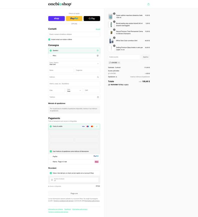 OneBioShop checkout page showing OneBioShop discount code box | Screenshot taken by SimplyCodes community member on Sep 15, 2025