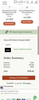 LOVE15 coupon verification screenshot