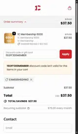One Country coupon verification screenshot