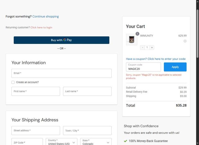 One Farm checkout page showing One Farm coupon code box | Screenshot taken by SimplyCodes community member on Jul 15, 2025