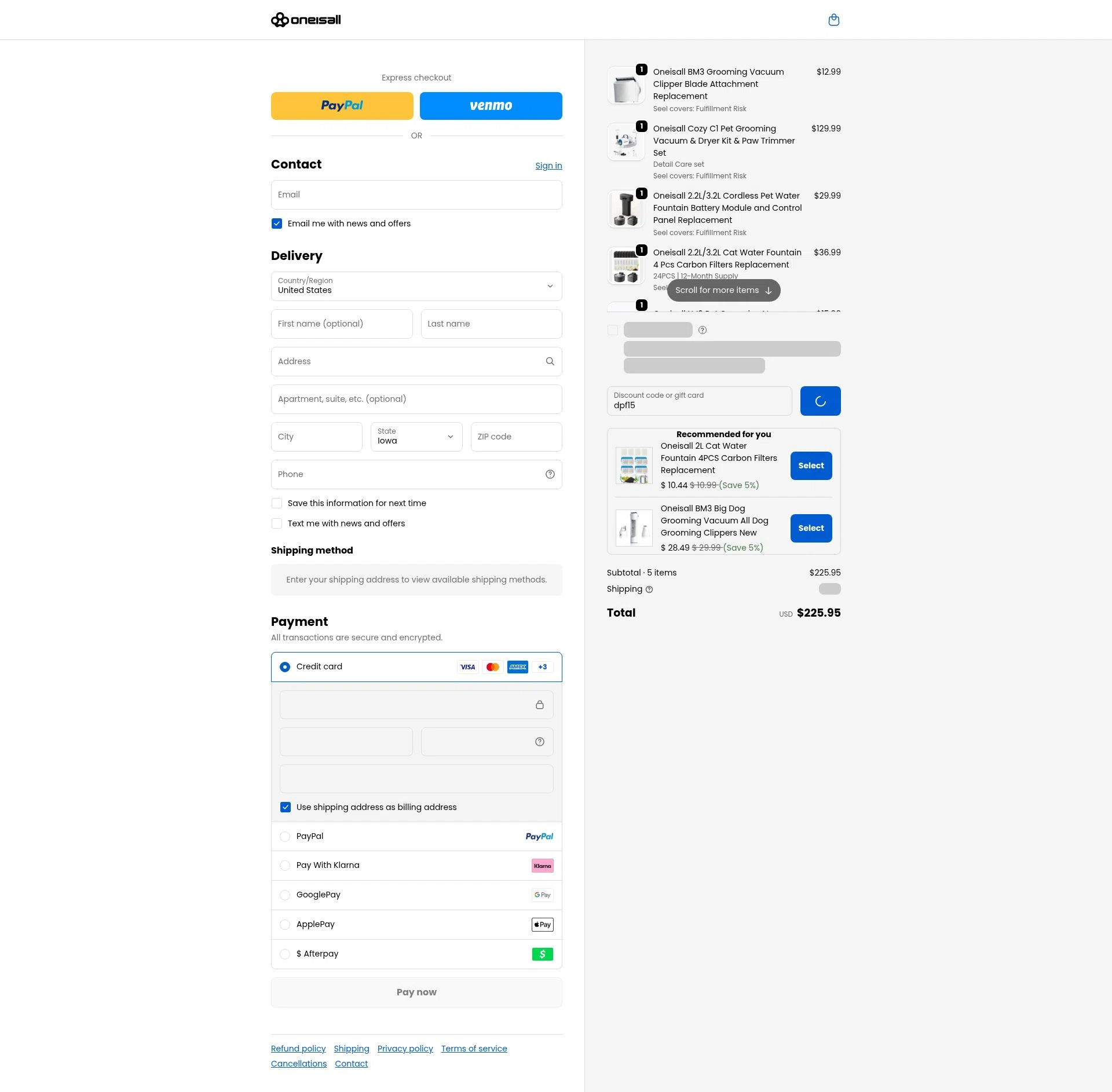 Oneisall checkout page showing Oneisall discount code box | Screenshot taken by SimplyCodes community member on Jan 9, 2026