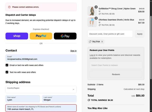 Oner Active checkout page showing Oner Active discount code box | Screenshot taken by SimplyCodes community member on Sep 13, 2025