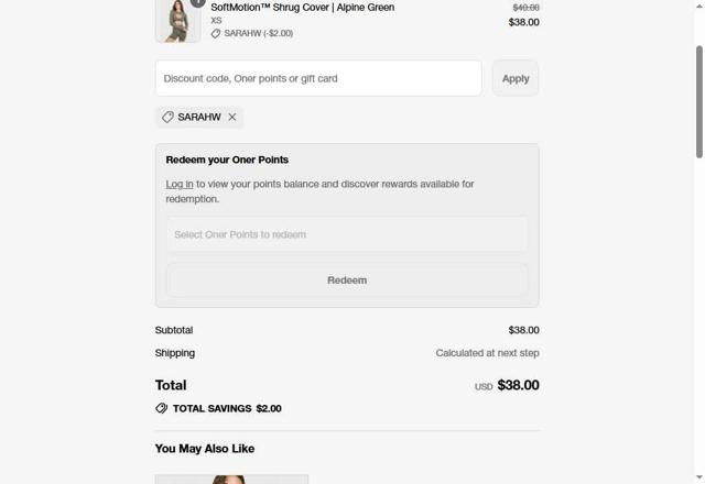 Oner Active checkout page showing Oner Active discount code box | Screenshot taken by SimplyCodes community member on Sep 13, 2025