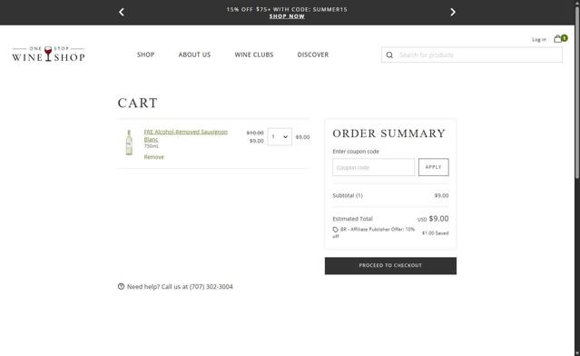 One Stop Wine Shop checkout page showing One Stop Wine Shop promo code box | Screenshot taken by SimplyCodes community member on Sep 2, 2025