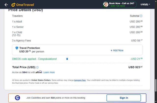 OneTravel checkout page showing OneTravel promo code box | Screenshot taken by SimplyCodes community member on Jul 24, 2025
