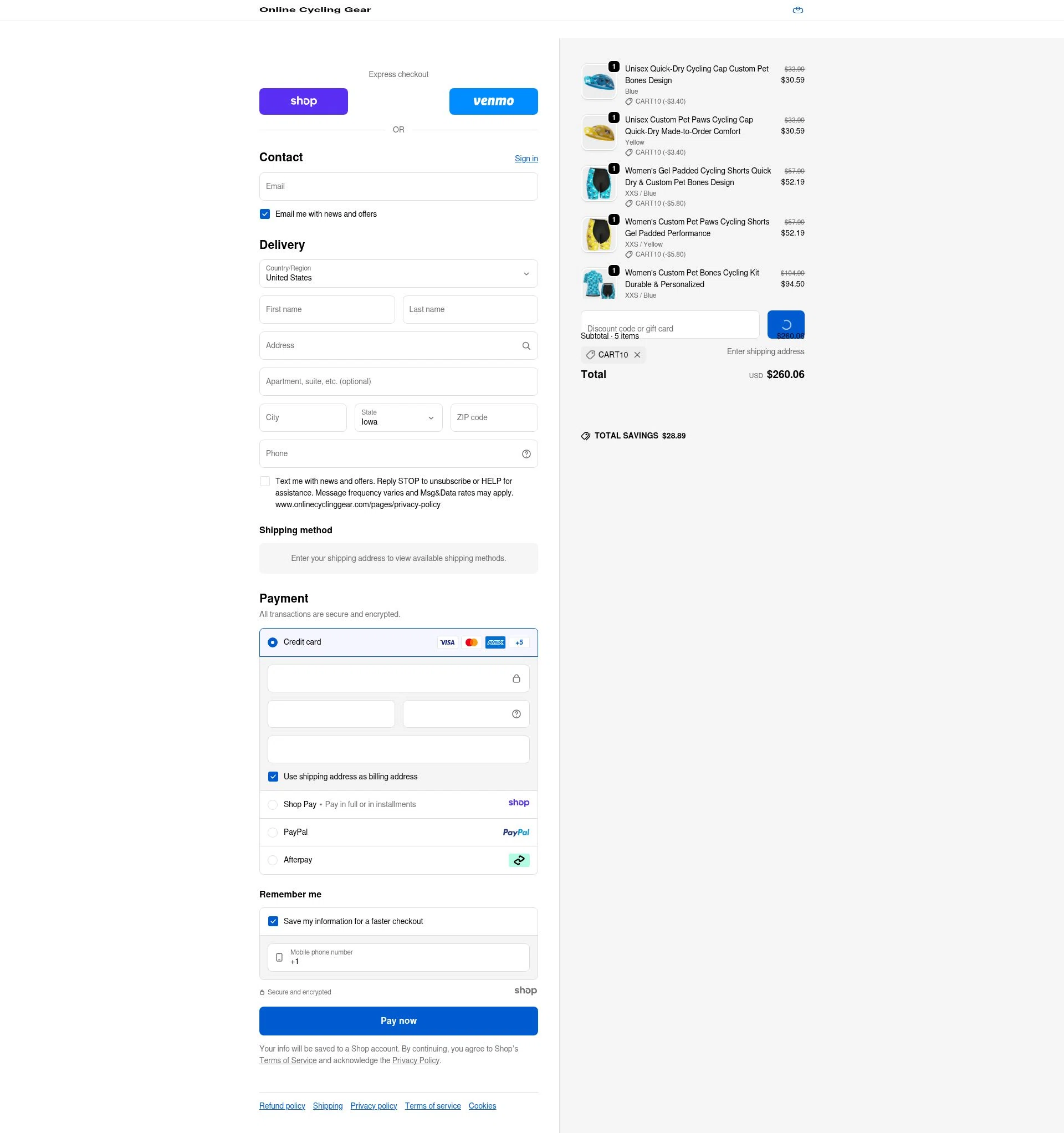 Online Cycling Gear checkout page showing Online Cycling Gear discount code box | Screenshot taken by SimplyCodes community member on Dec 31, 2025