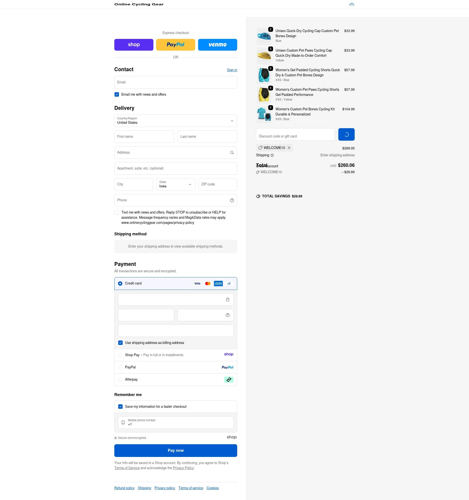 Online Cycling Gear checkout page showing Online Cycling Gear discount code box | Screenshot taken by SimplyCodes community member on Dec 26, 2025