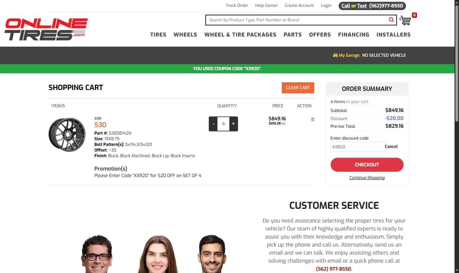 Onlinetires.com checkout page showing Onlinetires.com discount code box | Screenshot taken by SimplyCodes community member on Sep 19, 2025
