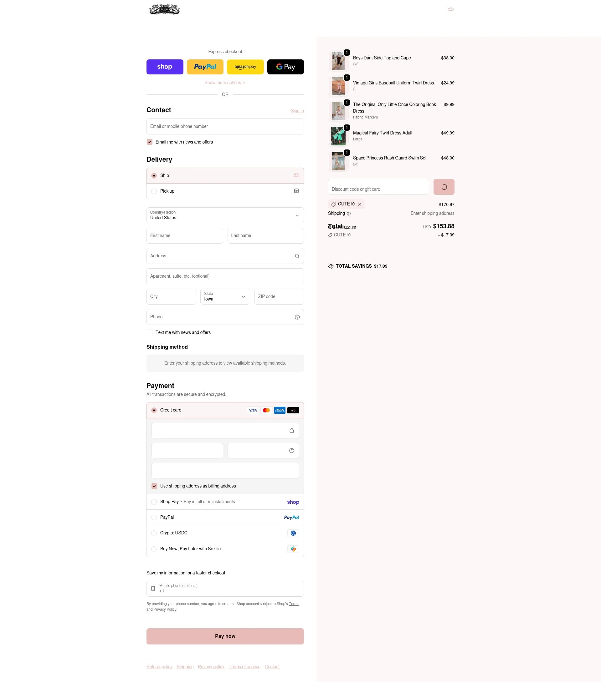 Only Little Once checkout page showing Only Little Once coupon code box | Screenshot taken by SimplyCodes community member on Feb 9, 2026