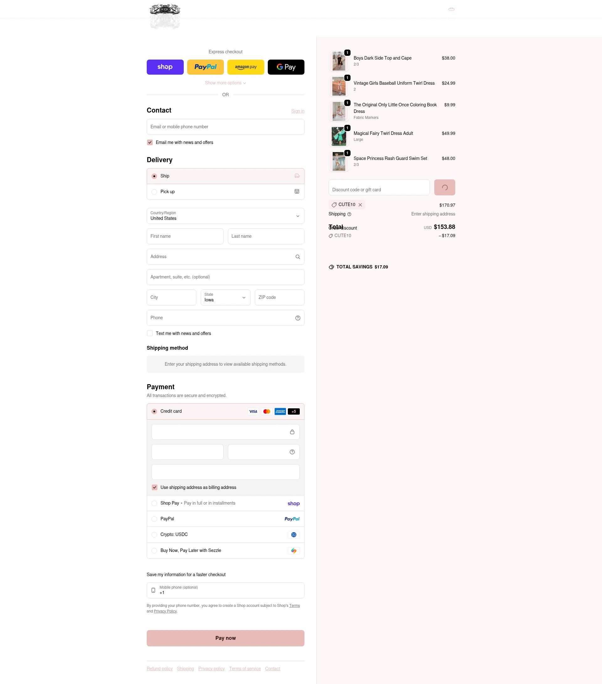 Only Little Once checkout page showing Only Little Once coupon code box | Screenshot taken by SimplyCodes community member on Feb 14, 2026