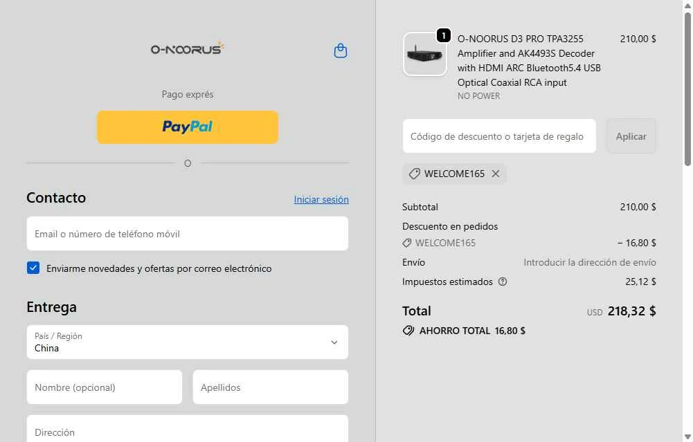 Onoorus Audio checkout page showing Onoorus Audio promo code box | Screenshot taken by SimplyCodes community member on Feb 11, 2026