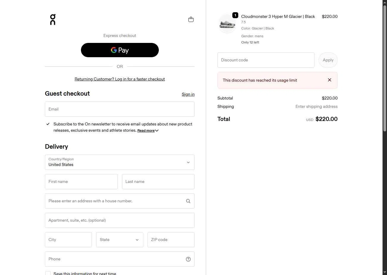 Verification screenshot for 20% Off Storewide at On Running — 2mo ago