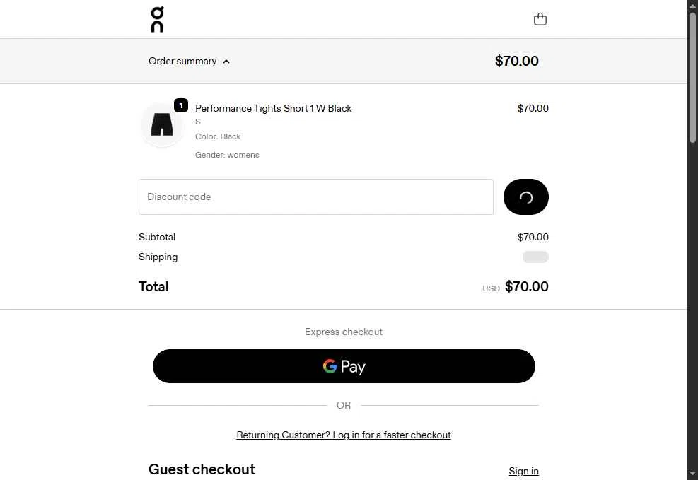 Verification screenshot for Free Shipping On Storewide (Shipping Adress) at On Running — 2mo ago