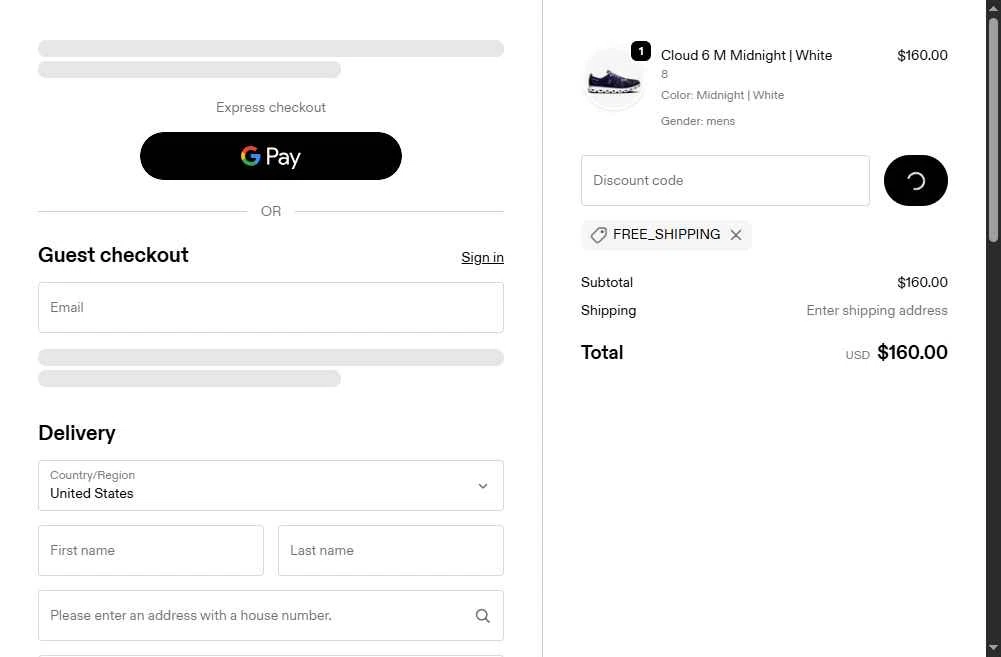On Running checkout page showing On Running promo code box | Screenshot taken by SimplyCodes community member on Jan 6, 2026