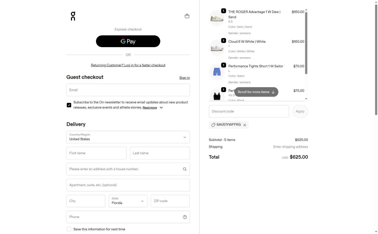 Verification screenshot for Free Shipping Storewide at On Running — 8d ago